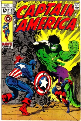 CAPTAIN AMERICA #110 FN Signed Jim Steranko ''No Longer Alone'' 1969 Hulk App.