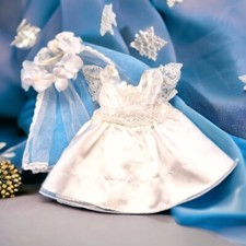 Build A Bear Wedding Dress and Veil Lace White BAB BABW Costume Outfit Clothing