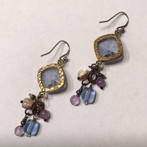SILPADA Sterling Silver 925 Brass Amethyst Frosted Glass Drop Earrings W2247 - Picture 11 of 12