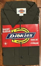 Vintage  90s Dickies Men  s Work Shirt Short Sleeve Size M Dark Brown MADE IN USA