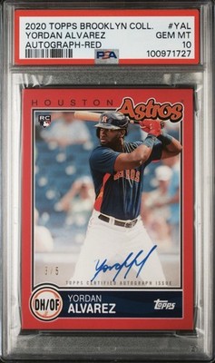2020 Topps Brooklyn Collection Yordan Alvarez Red /5 Auto RC PSA 10 Astros