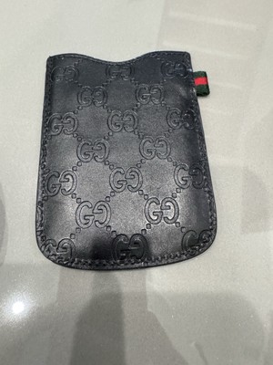 GUCCI: Black, Leather & ''Guccissima'' Phone Pouch