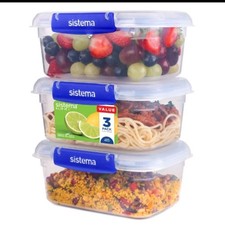 Image of Sistema KLIP IT PLUS 1L Leakproof Food Containers – Stackable, BPA-Free (3 Pack)