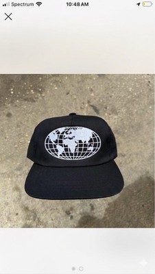 Black/White Snapback Baseball Cap Hat Embroidered Globe Logo One Size