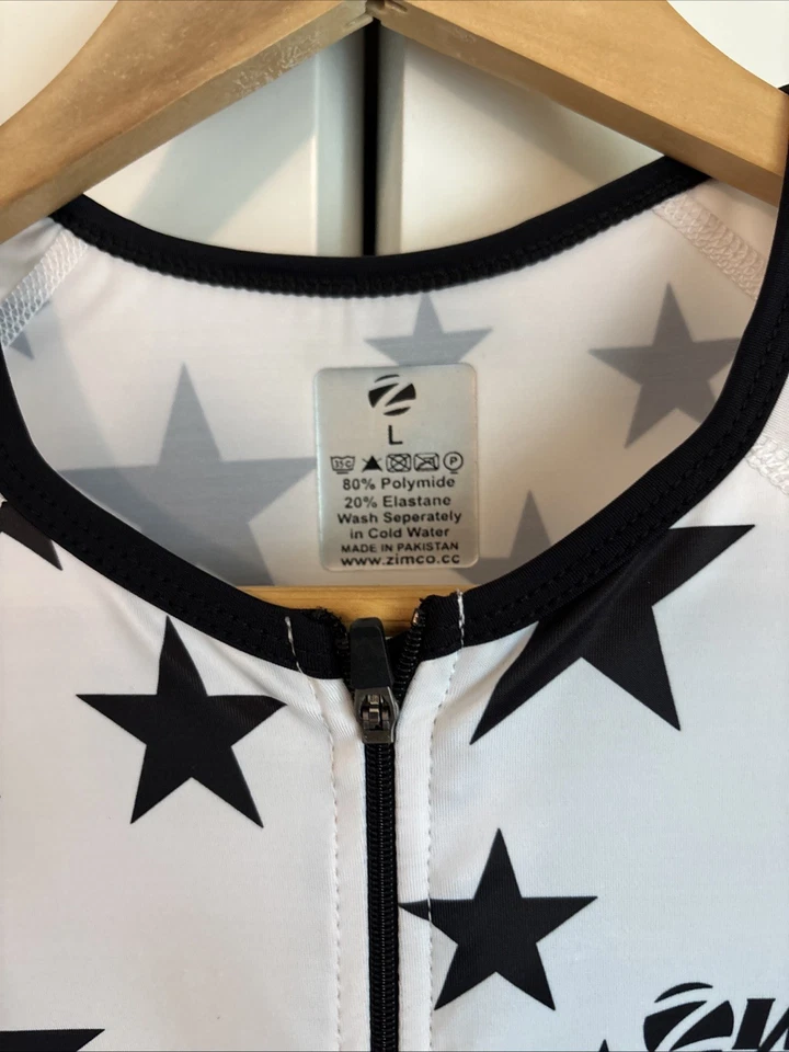 Zimco Women’s Size Large Cycling Suit Black And White With Stars - Image 2 of 4