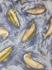 Animal Fabric Trout Fishing Timeless Treasures 3924 YARD 41x68 Inches Cabin