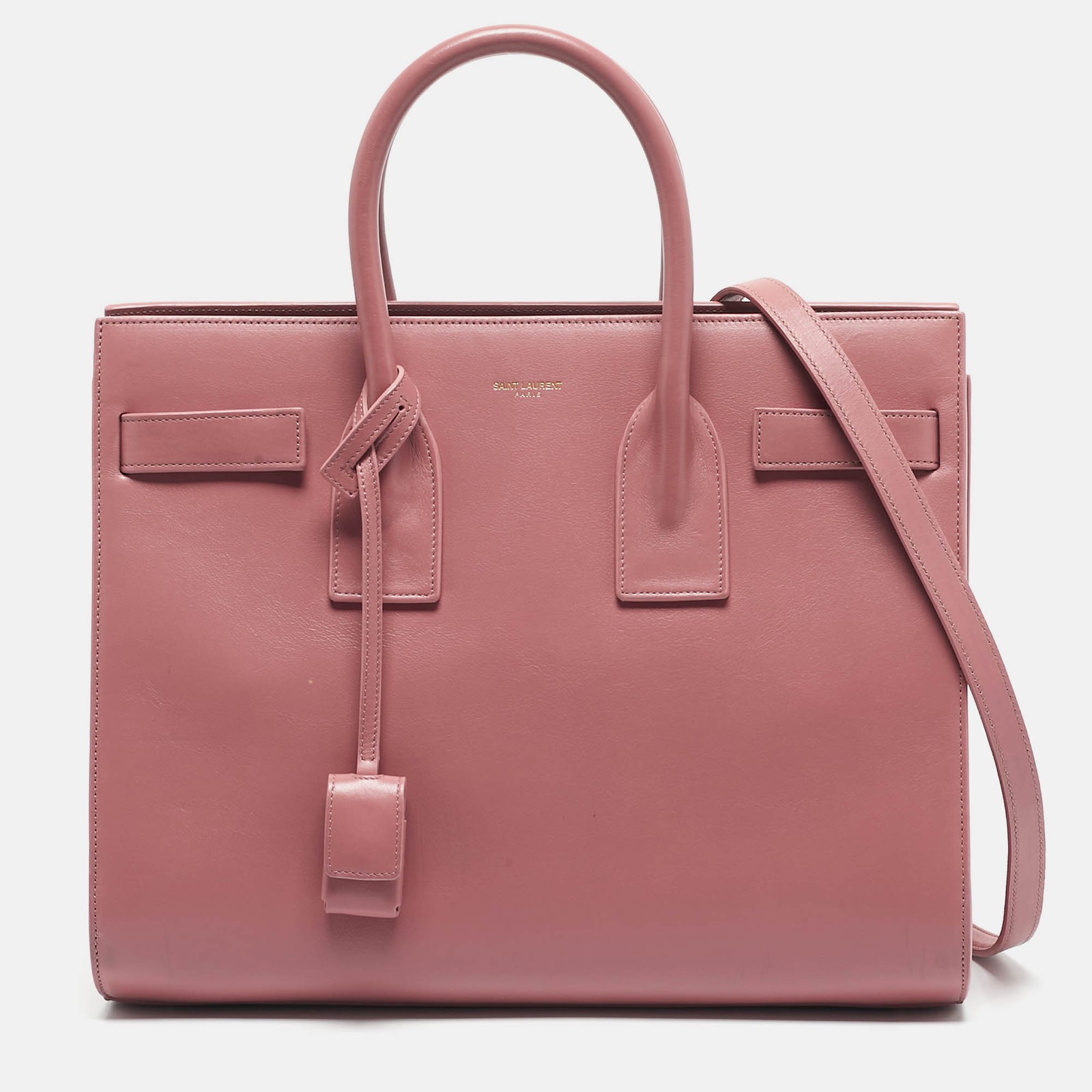 Saint Laurent Small Pink Leather Sac De Jour Tote