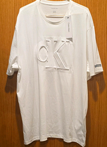 Calvin Klein Jeans Men's White CK Logo Crew Neck Short Sleeve T-Shirt XL