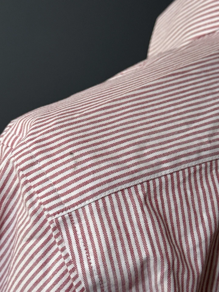 Camisa de vestir Club Room para hombre a rayas rojas calce regular cuello 15,5 talla 32/33 Foto 4 de 4