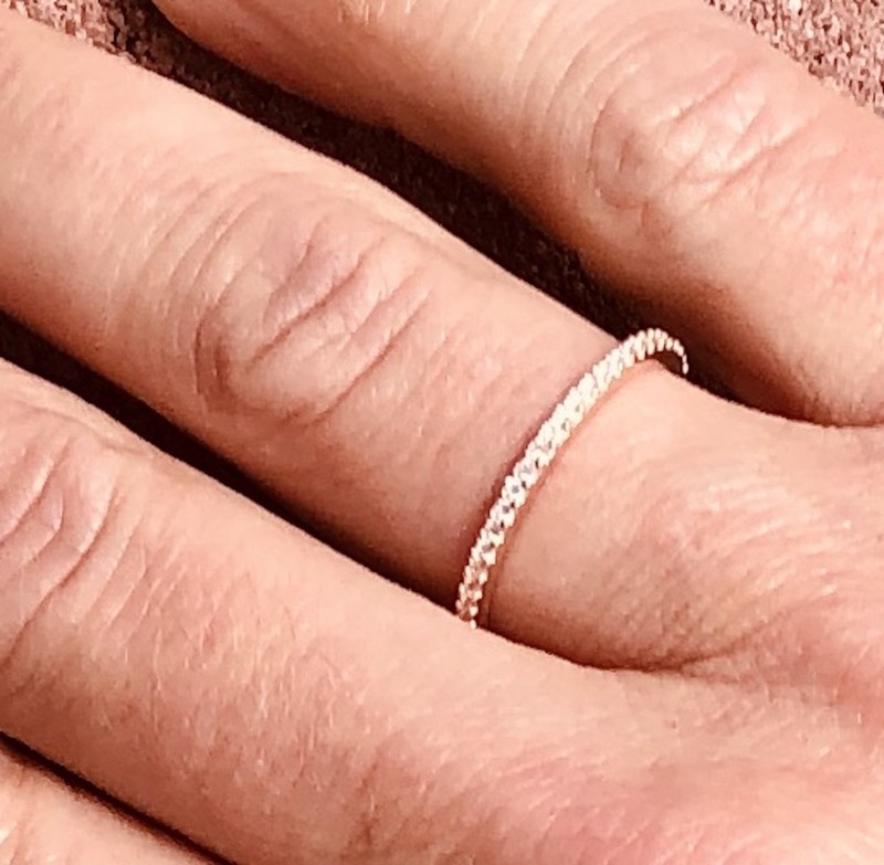 Dainty Thin 1.5mm Rose Gold Plated CZ Wedding Eternity Band Ring 925 Size 8.5