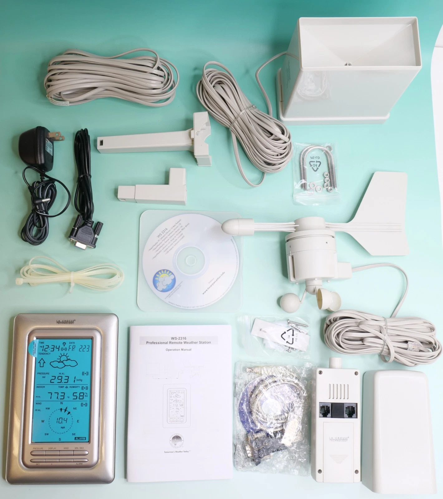 LaCrosse WS-2316 Professional Remote Weather Station Set Wind Rain Wired New
Opens in a new window o