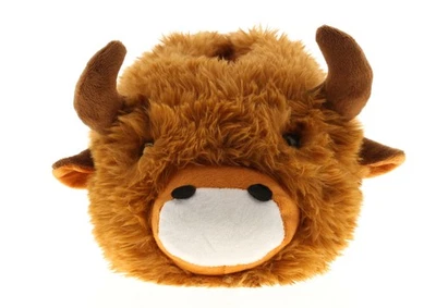 WYNSORS Womens Highland Cow Slippers Novelty tan UK Size 7