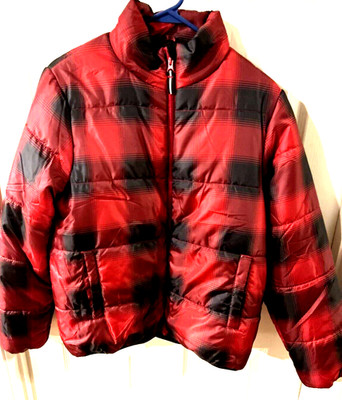 NWOT Women's Universal Thread Puffer Jacket, Small, Red & Black Plaid