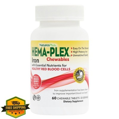 NaturesPlus Hema-Plex Iron Chewables Mixed Berry 60 Count
