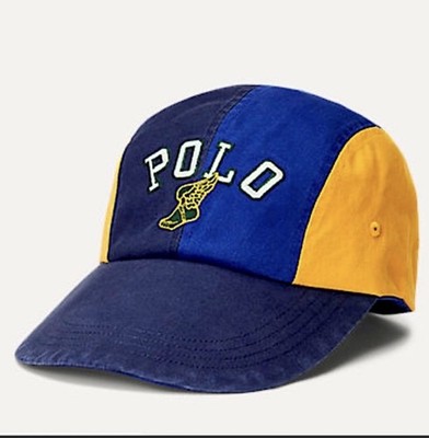 NEW POLO RALPH LAUREN P-WING/PWING COLOR BLOCK 4 PANEL LONG BILL FITTED HAT 