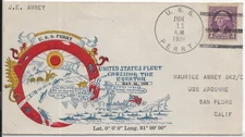 1936 USS Perry DD-340 to USS Argonne, San Pedro, Ca Diper Cachet (N9886)