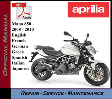 Aprilia Mana 850 2008 2009 2010 Workshop خدمة إصلاح Manual + Wiring on CD