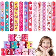 36 PCS Valentines Day Slap Bracelets Kids Party Favors, Bulk Snap Bracelet St...