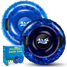 Snow Tube, WOLKEK 2 Pack 40" Inflatable Snow Sled for Kids and Adult, Thickened