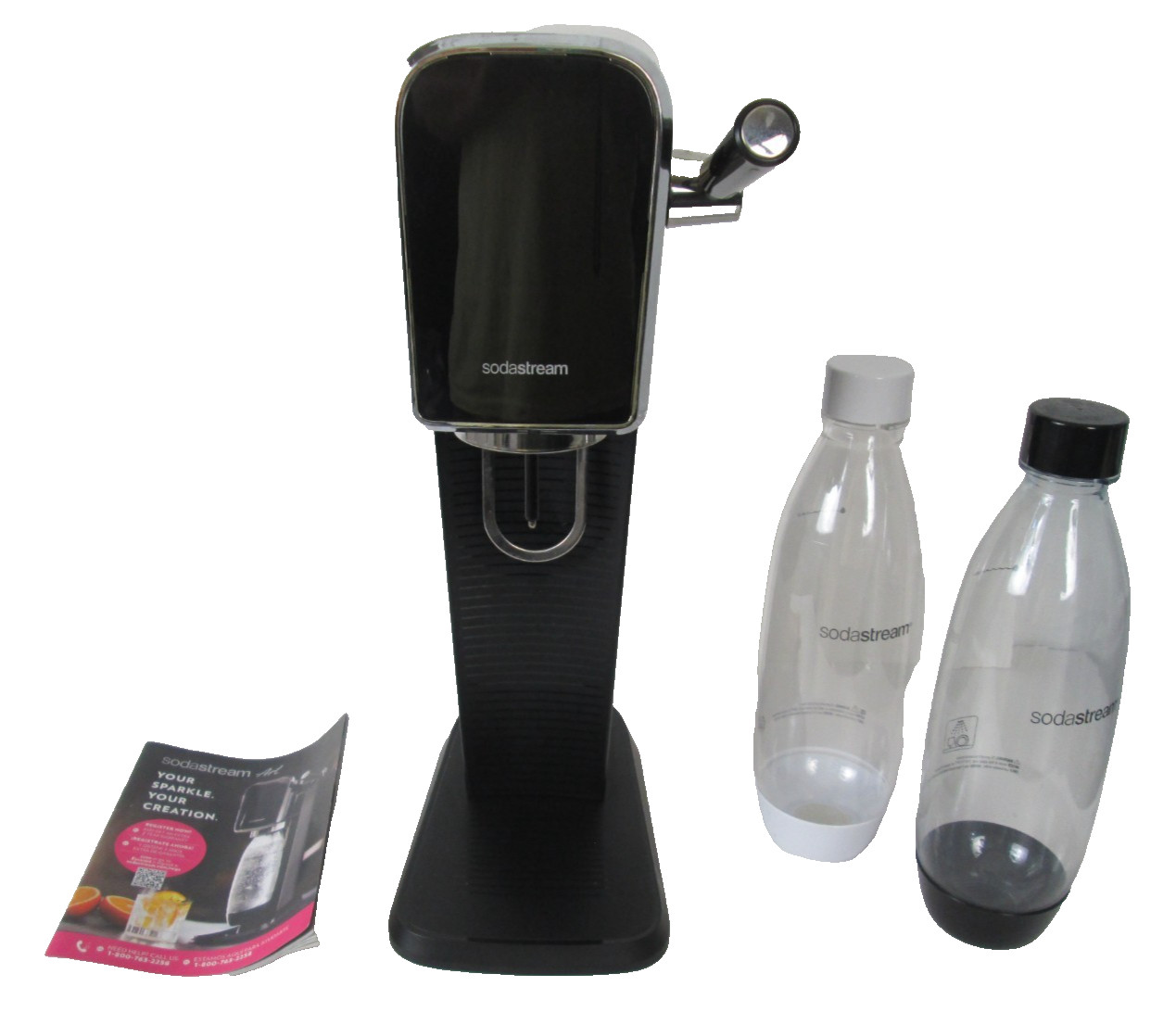 SodaStream Art Soda Machine Maker Sparkling Water Black Bottle Tested Working