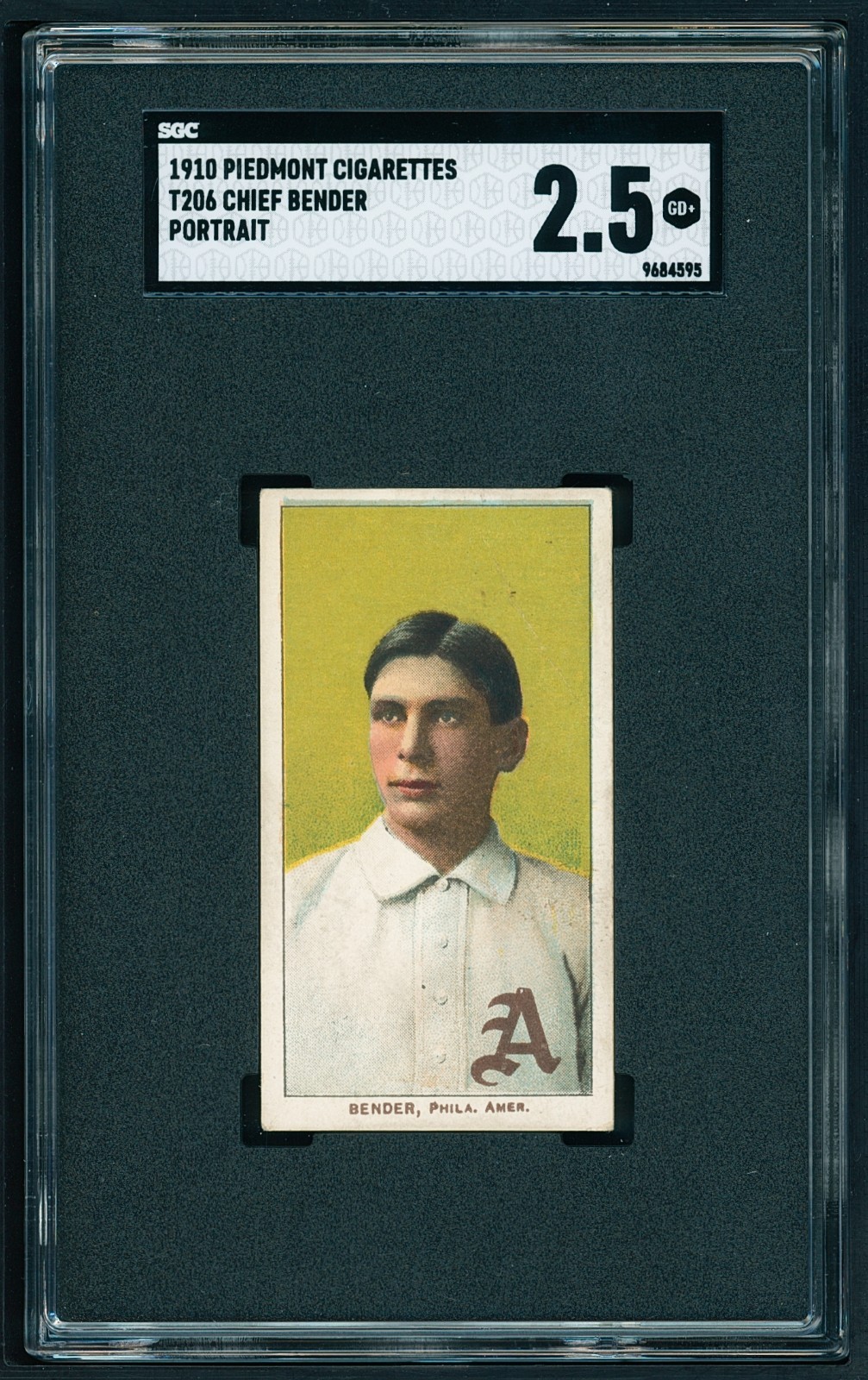 1909-11 T206 Piedmont - Chief Bender HOF, Portrait SGC 2.5++ CENTERED