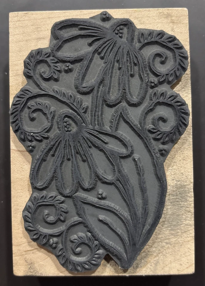 Sello de goma montado estilo magenta flores margaritas 40292P Foto 2 de 3