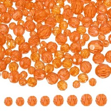 850 Pcs Acrylic Round Faceted Beads 6mm 8mm 10mm 12mm Loose Bead, Orange