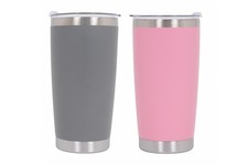 2x Thermos Tazza Termica Acciaio Inox 304 Doppia Parete 590m 20oz Rosa Grigio