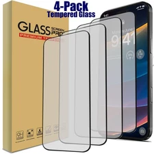 4x Full Cover Clear Tempered Glass Screen Protectors For iPhone 14 Pro Max Plus