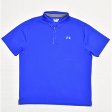Under Armour Men's Polo Shirt Short Sleeve Polyester Blue Size XL Loose Heatgear