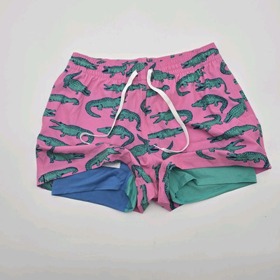 Chubbies Swim Trunks Men Medium 4 Inch Pink Alligator Glades Shorts Boxer Liner 
