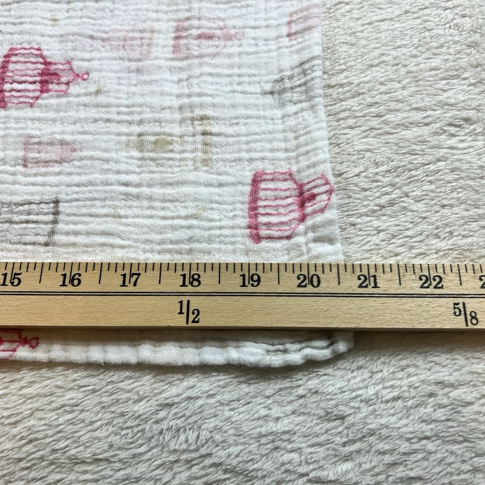 Cobertor de musselina Aden + Anais branco vermelho rosa gaiola de pássaro gaiola de pássaro algodão em excelente estado usado - Imagem 3 de 4