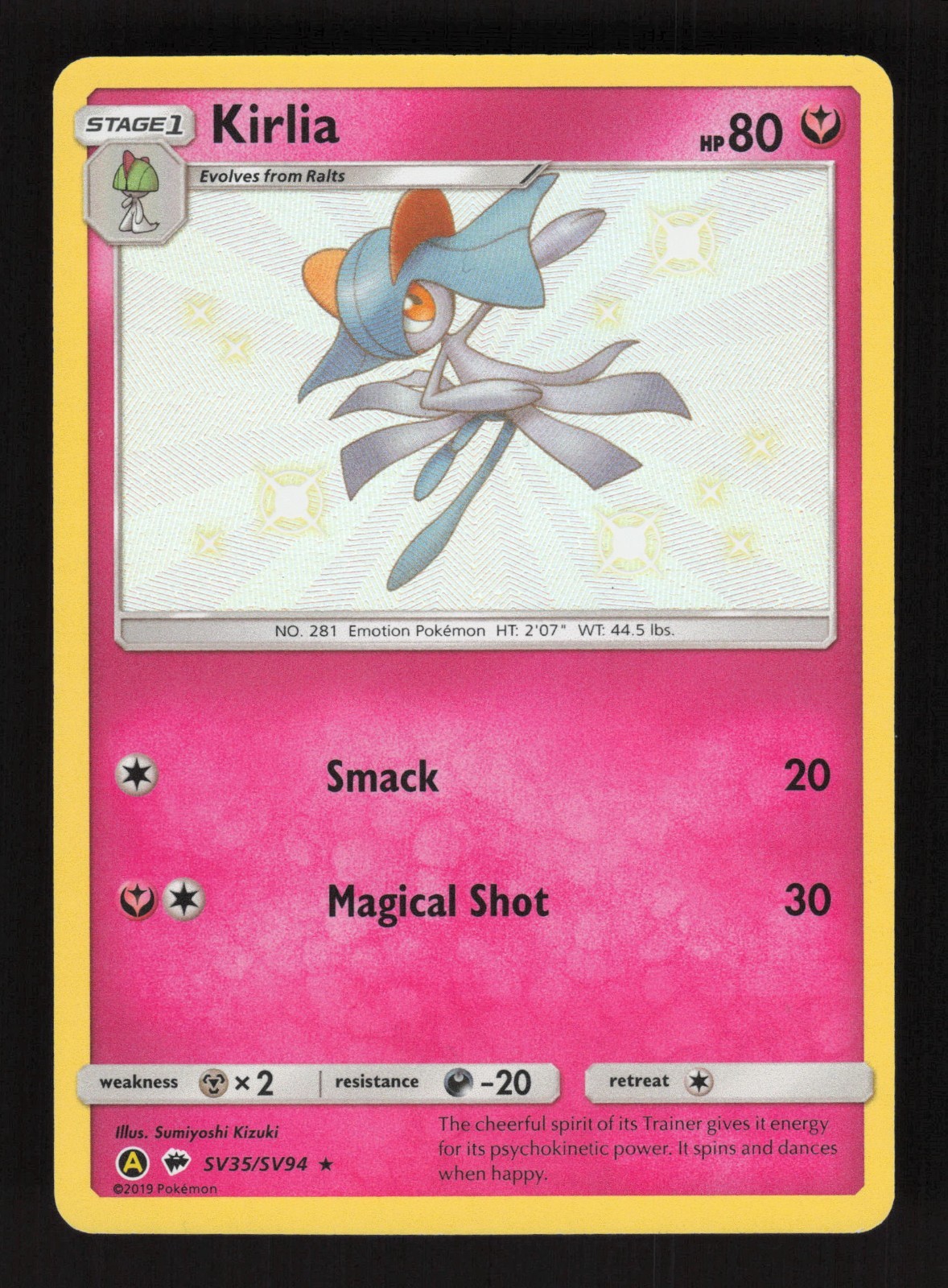 Kirlia SV35/SV94 Pokemon Hidden Fates Holo Card