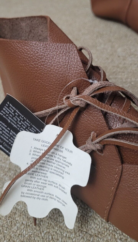 Botas bajas Marshal históricas medievales de encaje cuero marrón UE 43 / para hombre EE. UU. 10 LEER - Imagen 9 de 21