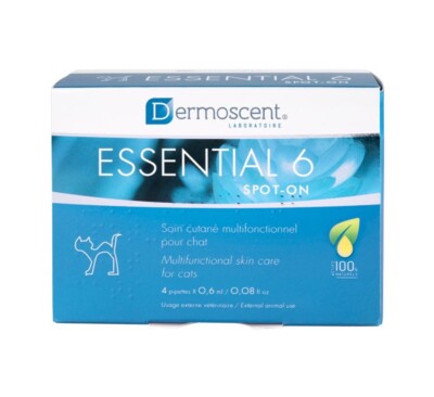 DERMOSCENT ESSENTIAL 6 Cat Supplement Skin care Hair coat allergy 4 tubes