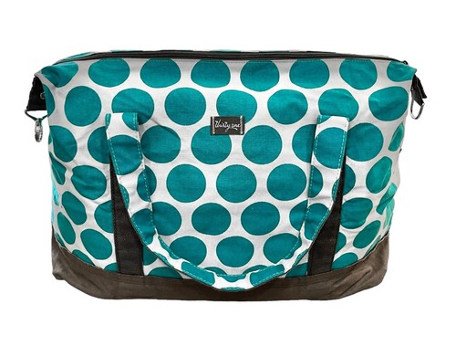 Thirty-One Metro Retro Weekender XL Travel Duffel Bag Tote Teal Mod Dot Retired - Picture 6 of 18