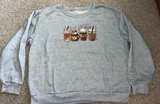 NEW Women  s XL Fall Graphic Sweatshirt Heather Gray
