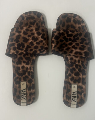 ZARA Women's Leopard Print Slides Sandals Size 37