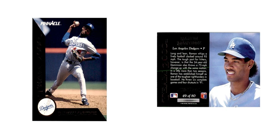 1992 Pinnacle Ramon Martinez Baseball Cards #49 - Image 3 of 3