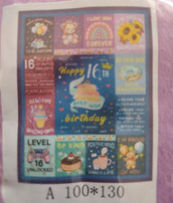 Happy 16th Birthday Sweet 16 Cozy Soft LIGHTWEIGHT Throw Blanket 40" X 50" SEAL