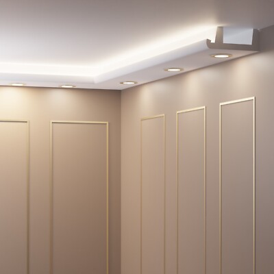 26m OL-18 LED Stuckleiste + 6 Ecken in Weiß für stilvolle indirekte Beleuchtung