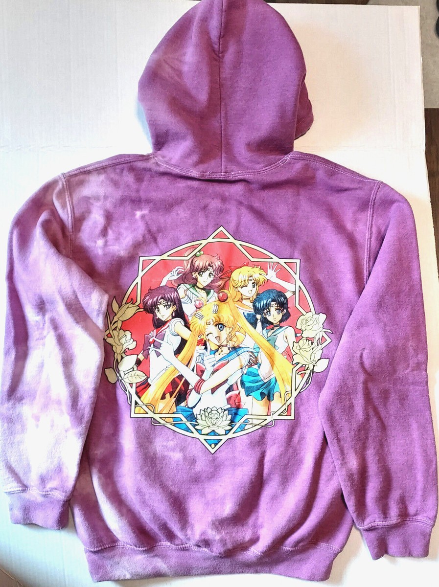 Sailor Moon Pretty Guardian Crystal Hoodie Sweatshirt Pink Tie Dye Anime Sz  S | eBay