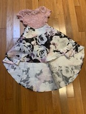 Speechless Kids Lace rhinestones pink black satin hi/low hem sz 10 Dress Formal