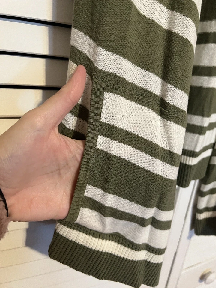 CABLE & GAUGE Mujer Talla Pequeña S Chaleco Algodón Ligero Rayas Cascada Foto 4 de 4