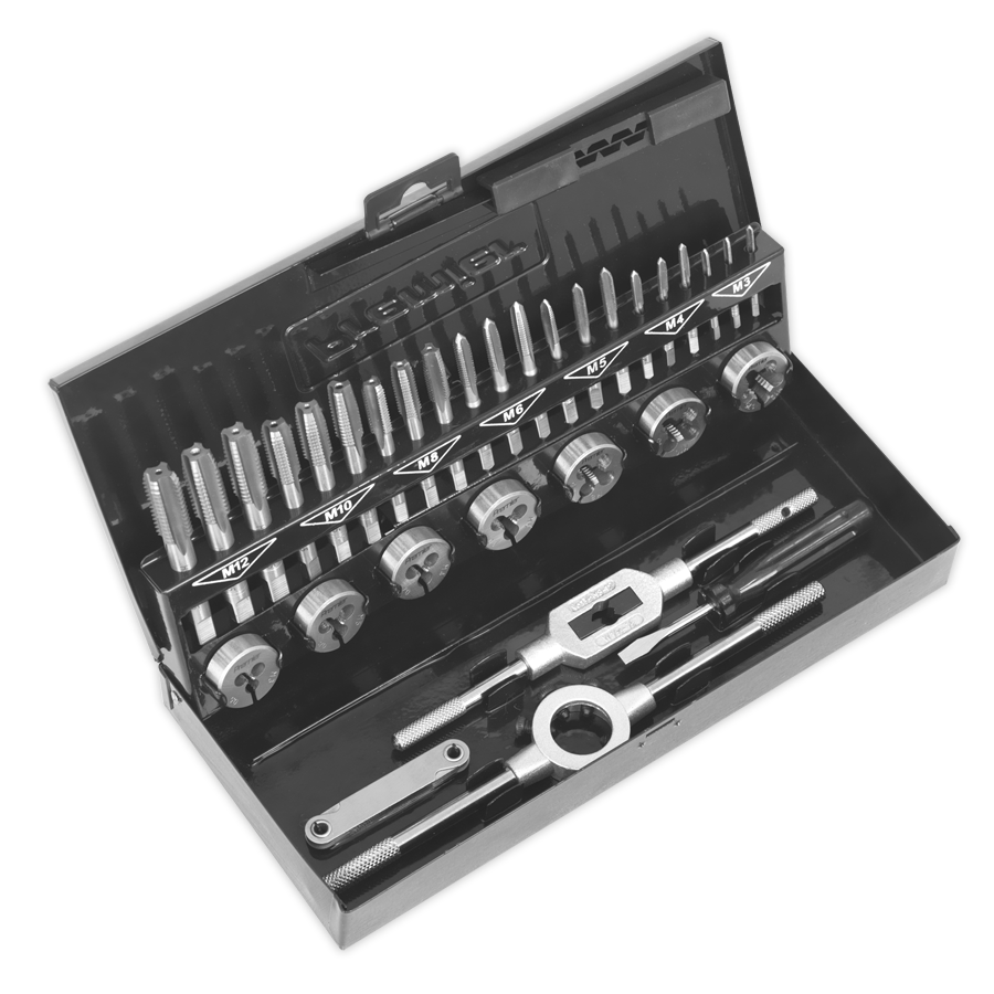 Sealey AK3015HSS Tap & Die Set 32pc Split Dies HSS 4341 - Metric