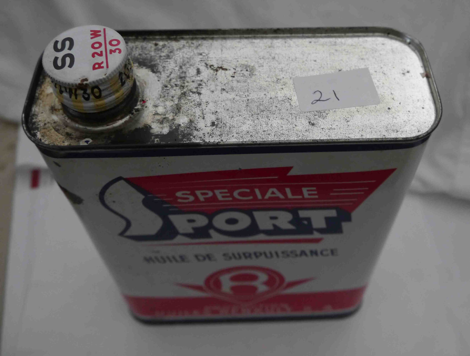 Bidon d'huile Renault Spéciale Sport SS R20W30 ancien vintage de collection
