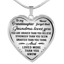 To My Granddaughter Necklace Heart Pendant Gifts From Grandma Loves You Grandkid