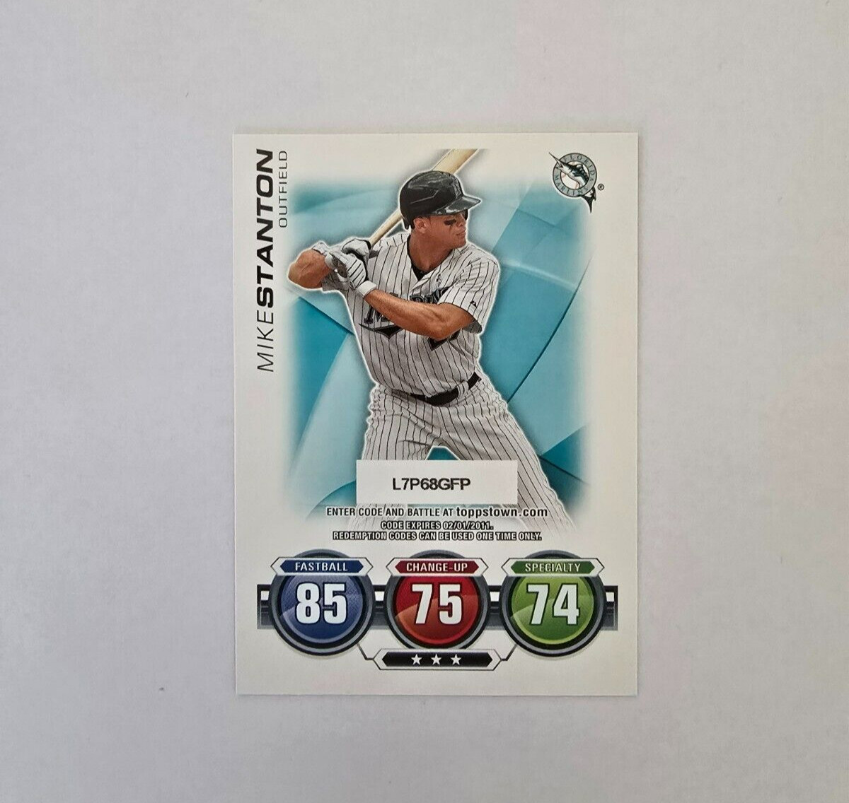 (ITEM 068) 2010 TOPPS UPDATE ATTAX CODE CARDS #50 MIKE (GIANCARLO) STANTON RC