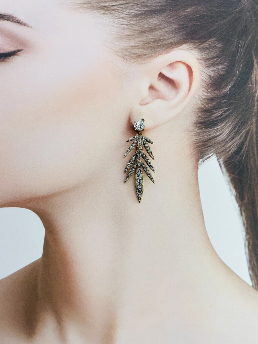 J.Crew Vintage Gold Plated Crystals Flower Drop Earrings eBay