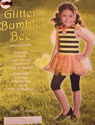 Halloween Deluxe Cute GLITTER BUMBLE BEE COSTUME, LITTLE GIRLS - 2T - Dress Up